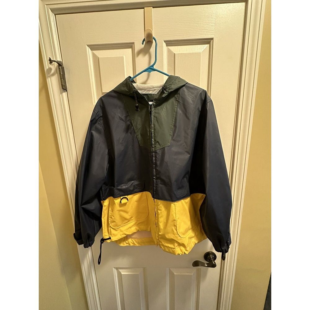 London Fog Yellow/Green/Blue Rain Jacket with Pockets Size M Rain‎ Coat